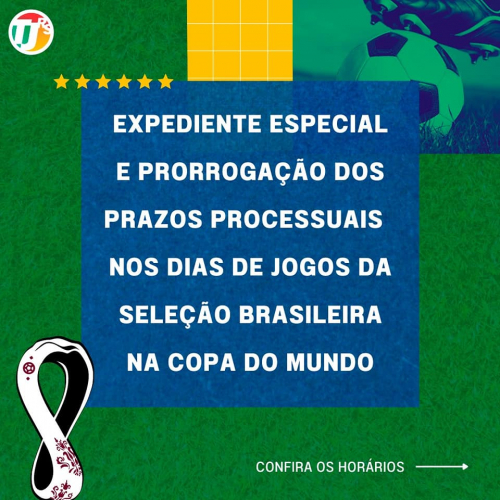 Horário de Expediente em dias de jogos da Copa do Mundo 2022