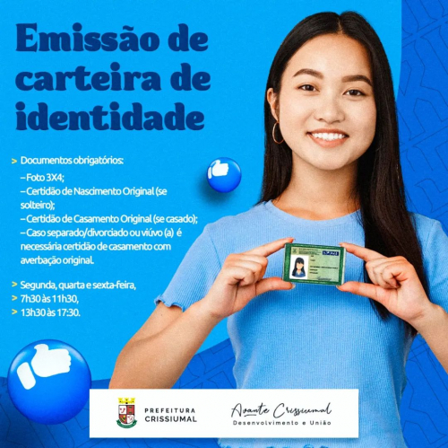 Atendimento para confecção de carteira de identidade em postos do